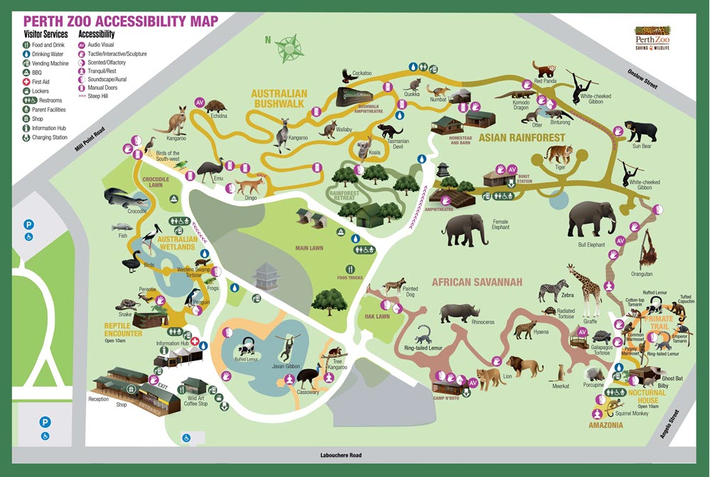 Detailed map of Perth Zoo.